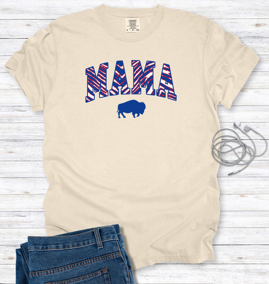 Buffalo MAMA Striped Print Block Letter T-Shirt