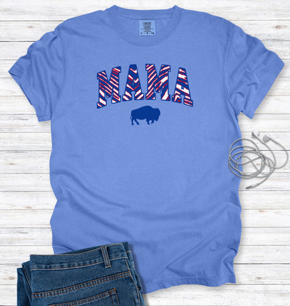 Buffalo MAMA Striped Print Block Letter T-Shirt