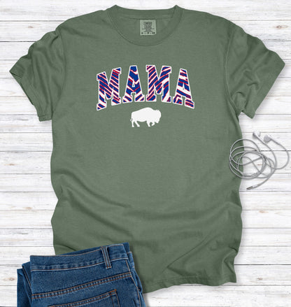 Buffalo MAMA Striped Print Block Letter T-Shirt