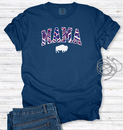 Buffalo MAMA Striped Print Block Letter T-Shirt
