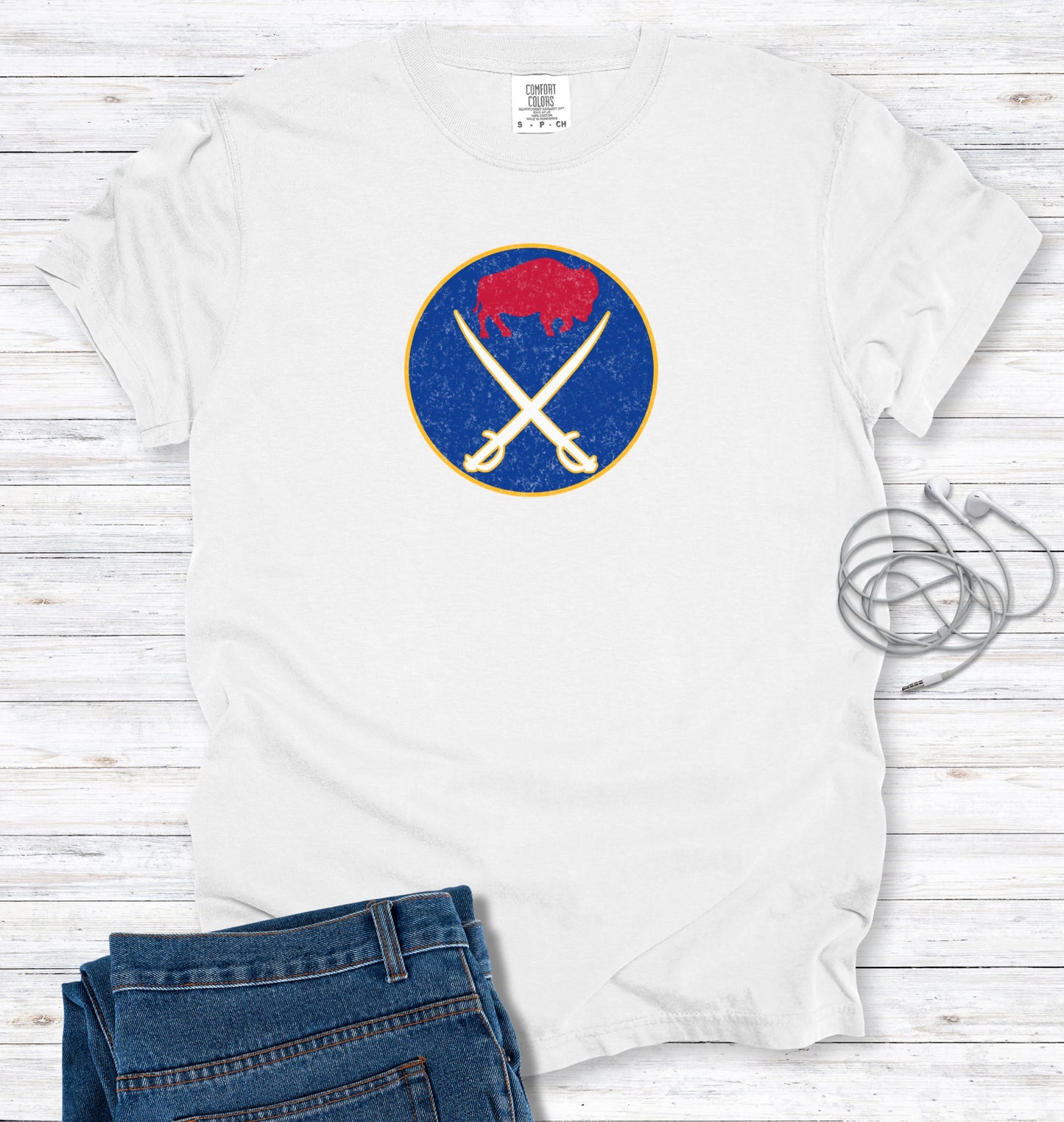 Buffalo Football and Hockey Fans Distressed Graphic T-Shirt