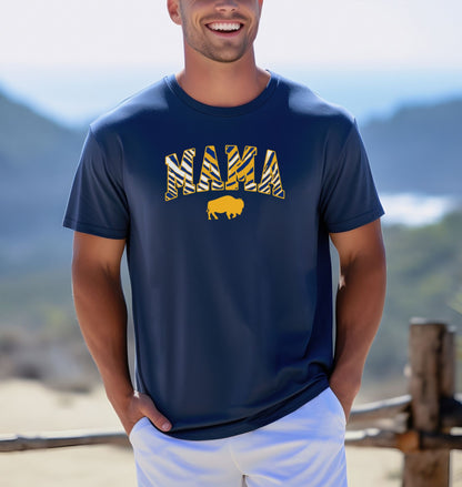 Buffalo Hockey MAMA Blue and Gold Stripes T-Shirt