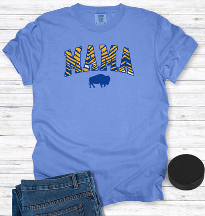 Buffalo Hockey MAMA Blue and Gold Stripes T-Shirt