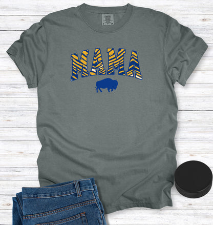 Buffalo Hockey MAMA Blue and Gold Stripes T-Shirt