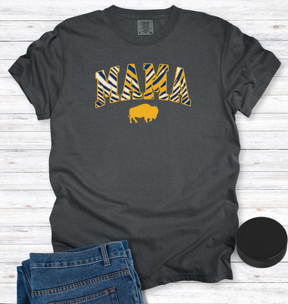 Buffalo Hockey MAMA Blue and Gold Stripes T-Shirt