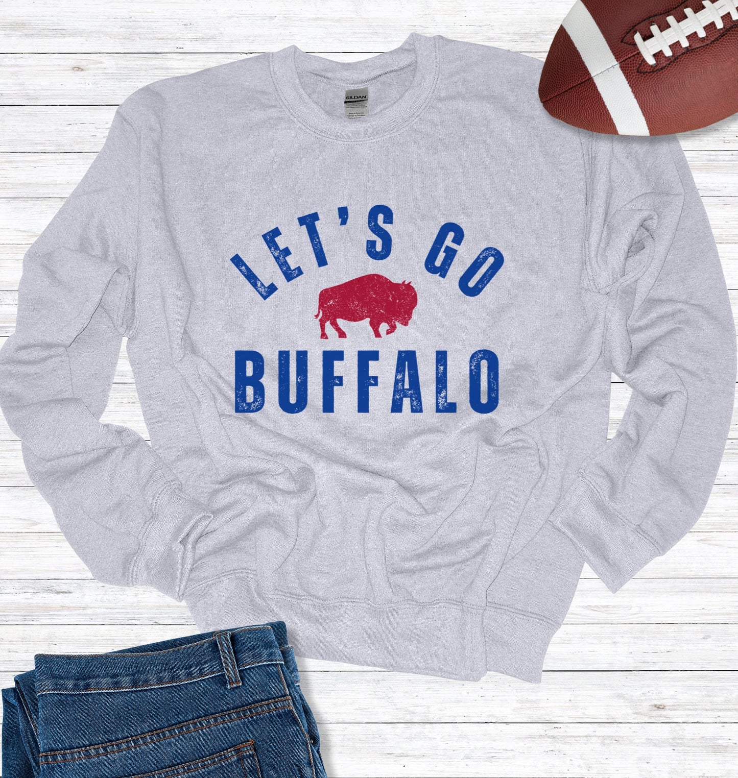 Vintage Let's Go Buffalo Crew Neck Sweatshirt