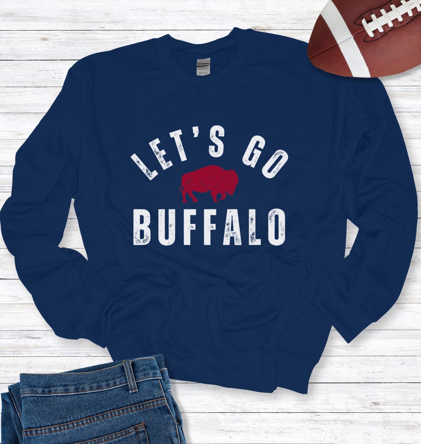 Vintage Let's Go Buffalo Crew Neck Sweatshirt