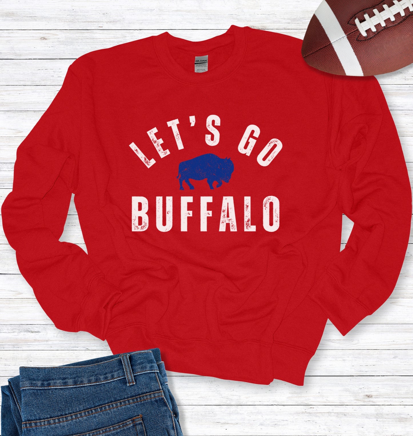 Vintage Let's Go Buffalo Crew Neck Sweatshirt