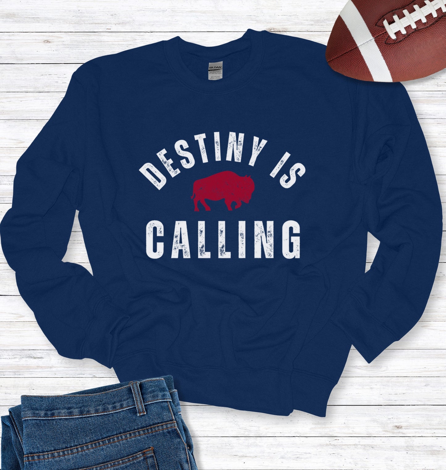 Vintage Distressed "Destiny is Calling" Crew Neck Sweatshirt