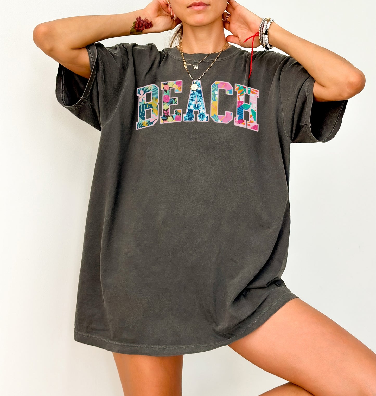 BEACH Tropical Faux Patchwork T-shirt