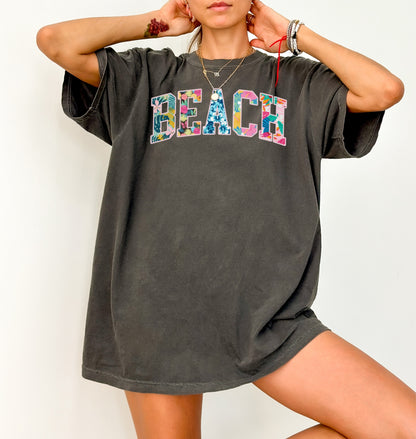 BEACH Tropical Faux Patchwork T-shirt