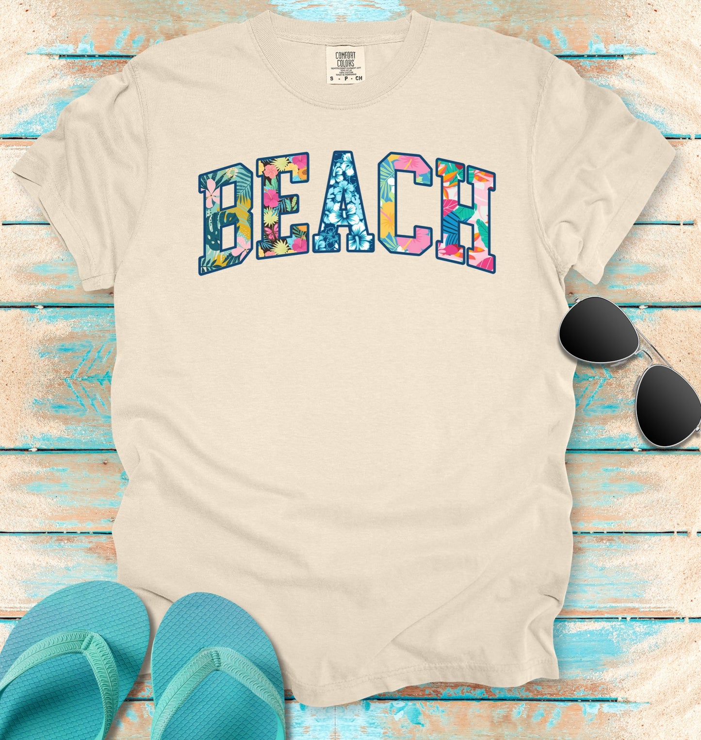 BEACH Tropical Faux Patchwork T-shirt