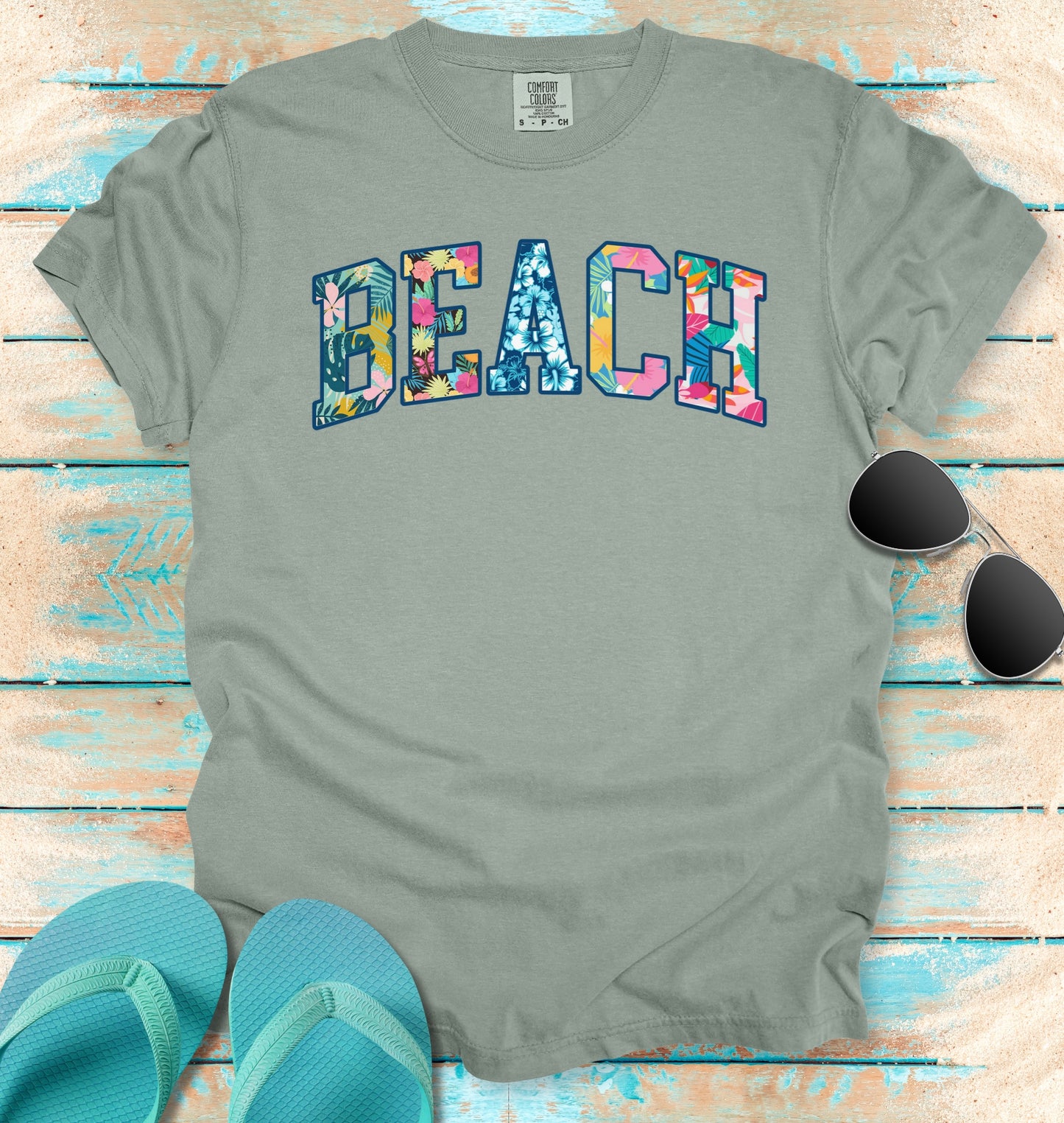 BEACH Tropical Faux Patchwork T-shirt