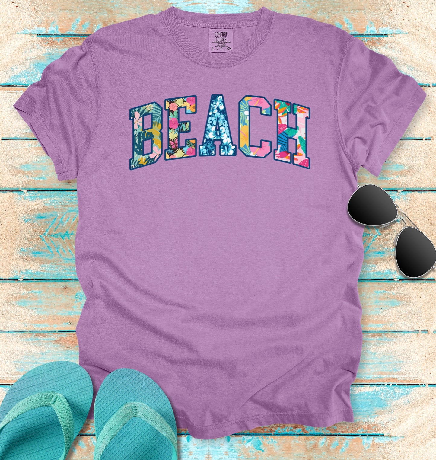 BEACH Tropical Faux Patchwork T-shirt