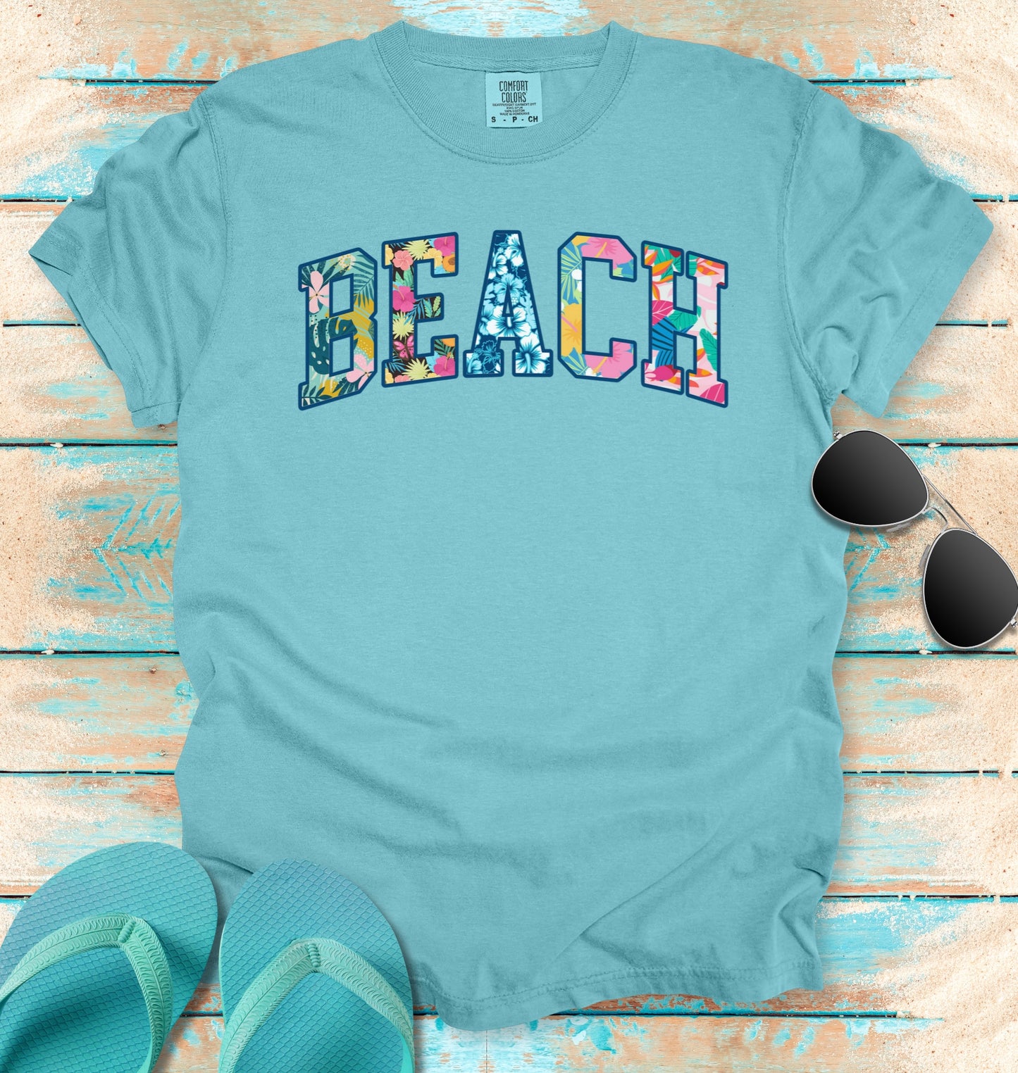 BEACH Tropical Faux Patchwork T-shirt