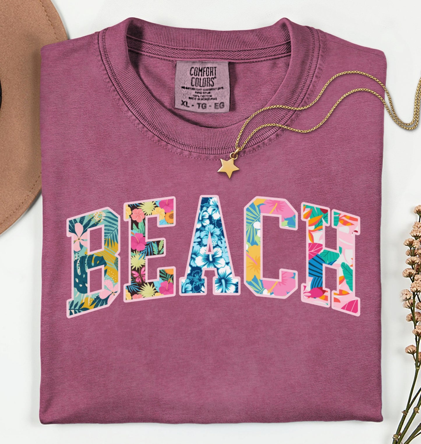 BEACH Tropical Faux Patchwork T-shirt