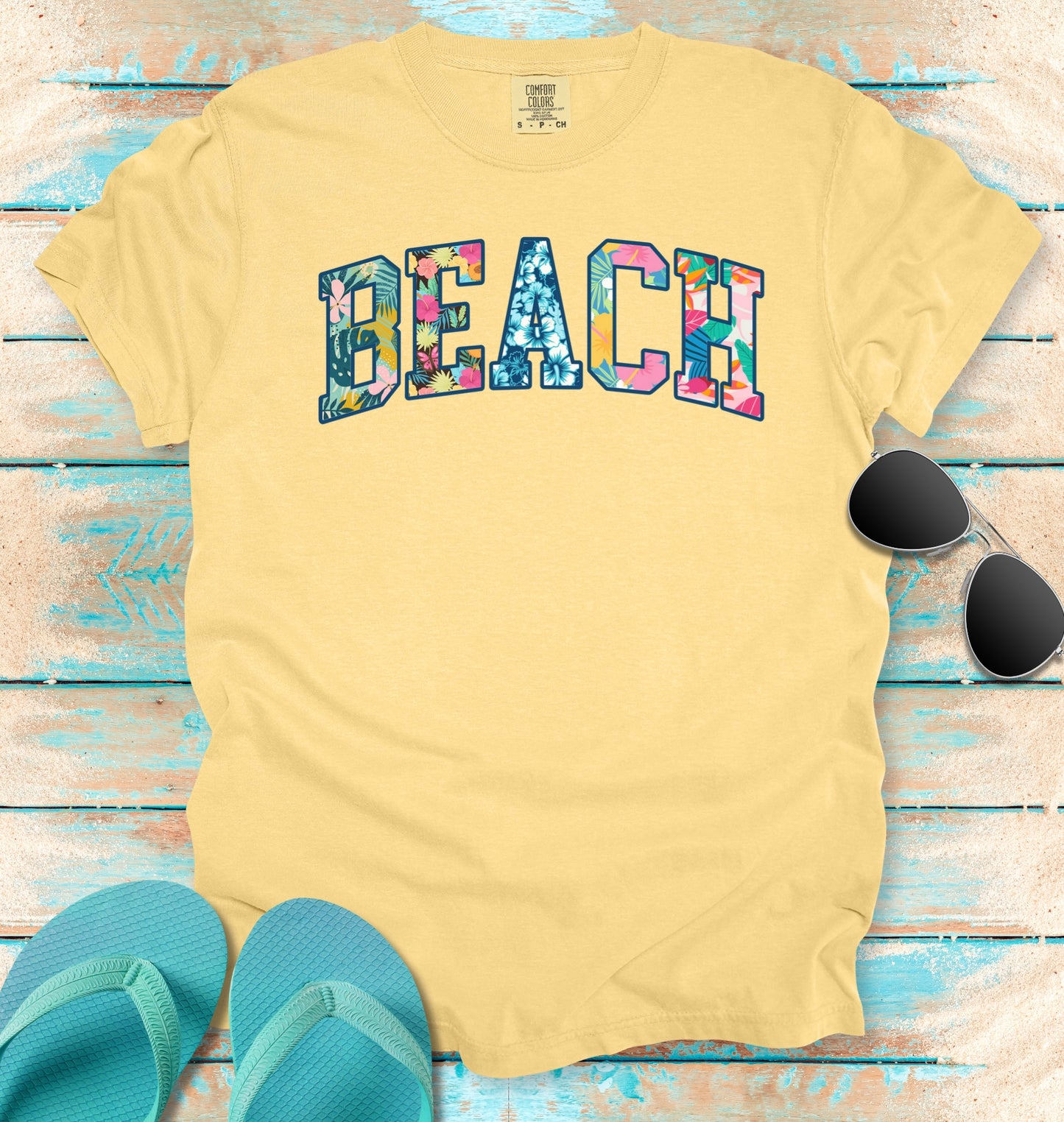 BEACH Tropical Faux Patchwork T-shirt