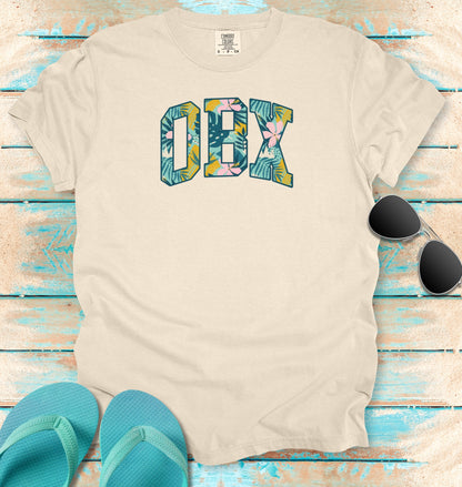 OBX Floral Block Letters T-shirt
