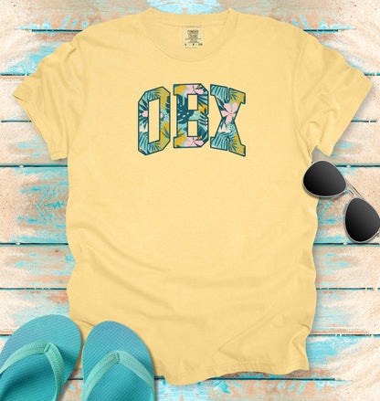 OBX Floral Block Letters T-shirt