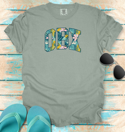 OBX Floral Block Letters T-shirt