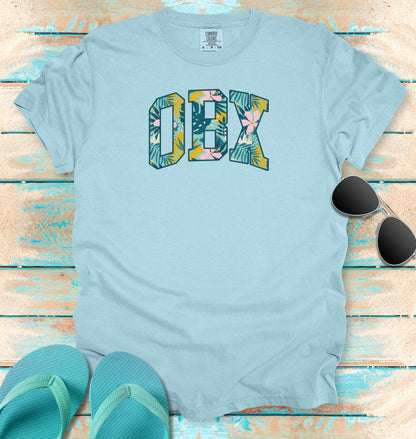 OBX Floral Block Letters T-shirt