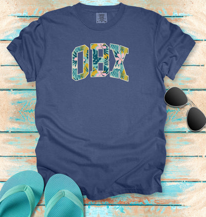 OBX Floral Block Letters T-shirt
