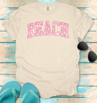 Pink Tropical Palms BEACH T-shirt