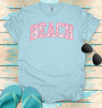 Pink Tropical Palms BEACH T-shirt