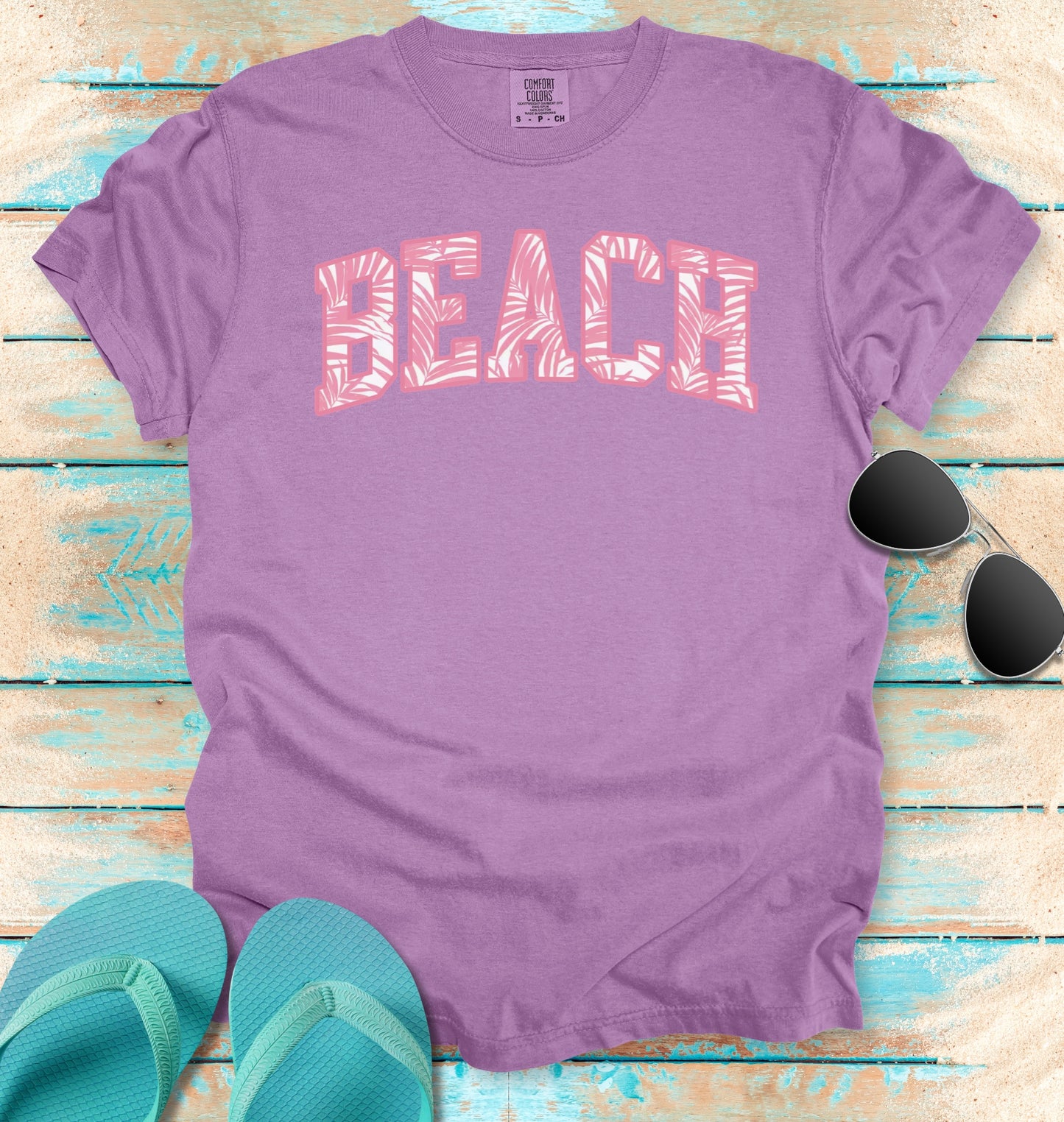 Pink Tropical Palms BEACH T-shirt