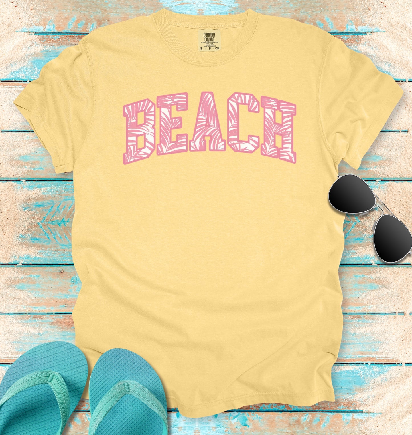 Pink Tropical Palms BEACH T-shirt