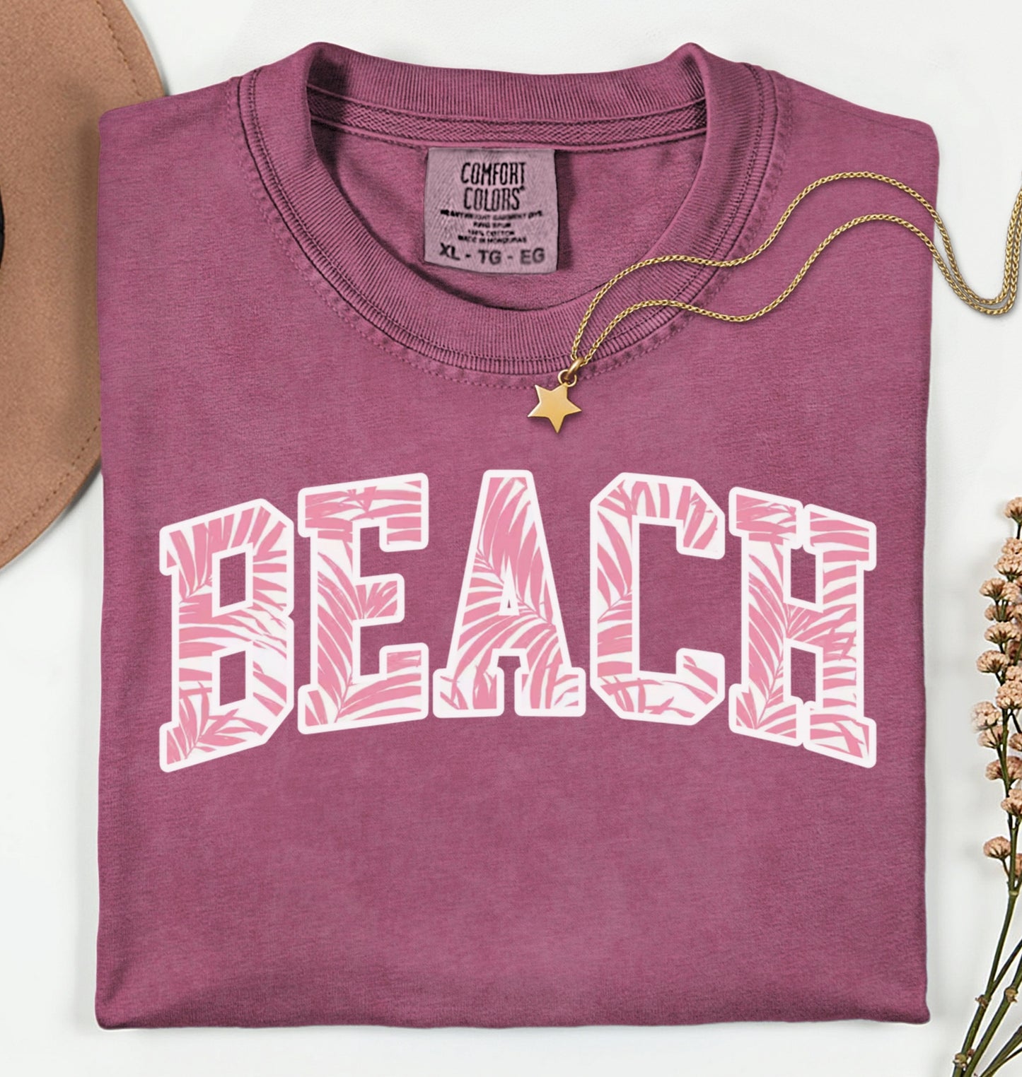 Pink Tropical Palms BEACH T-shirt