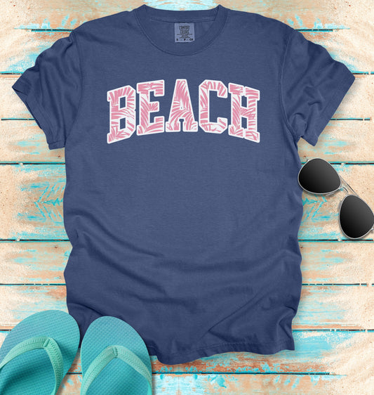 Pink Tropical Palms BEACH T-shirt