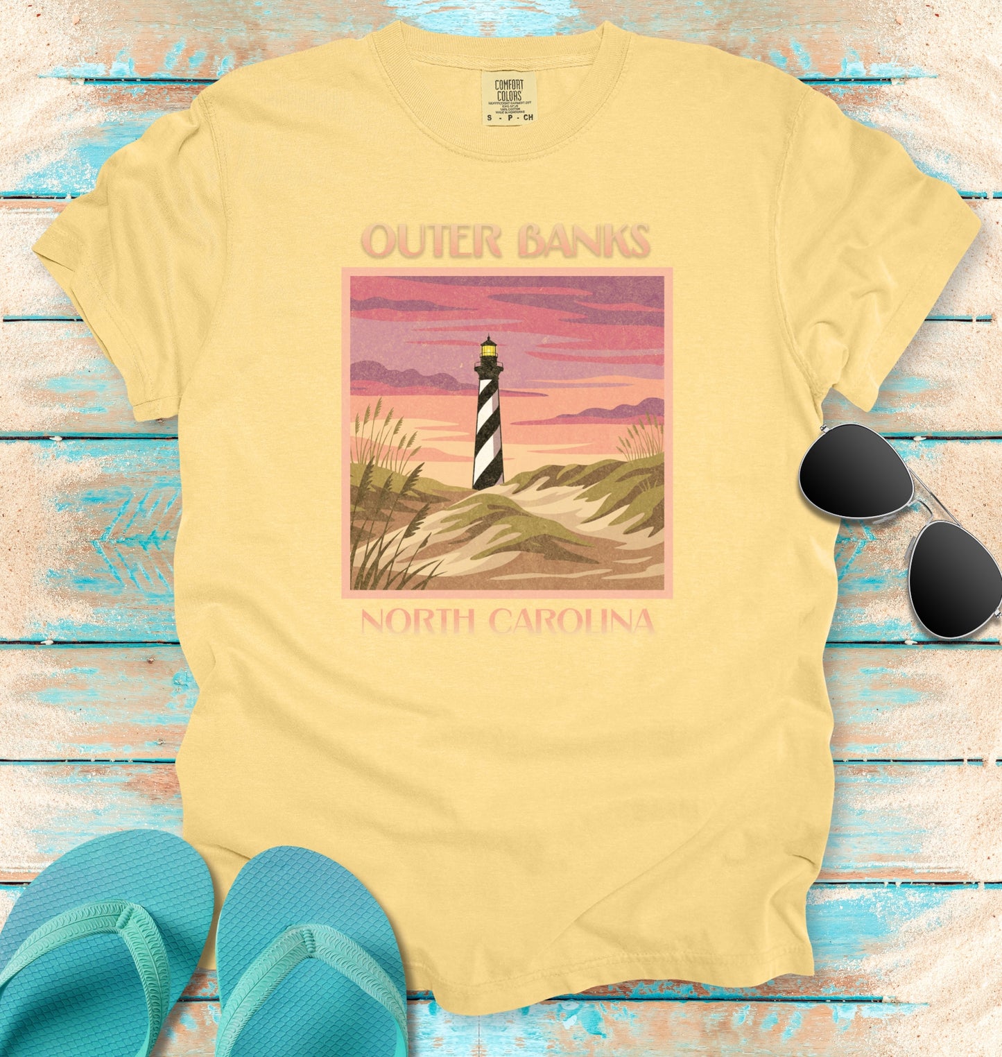 Vintage Outer Banks Travel Poster Graphic T-Shirt