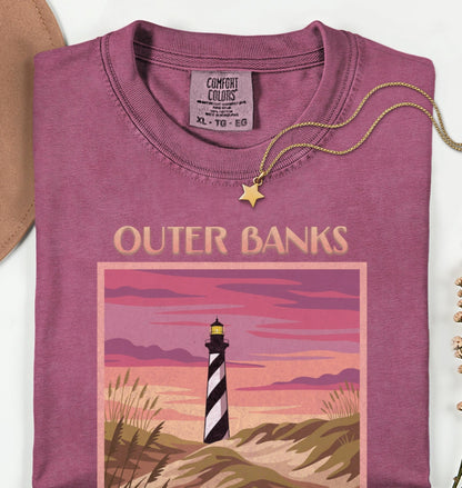 Vintage Outer Banks Travel Poster Graphic T-Shirt