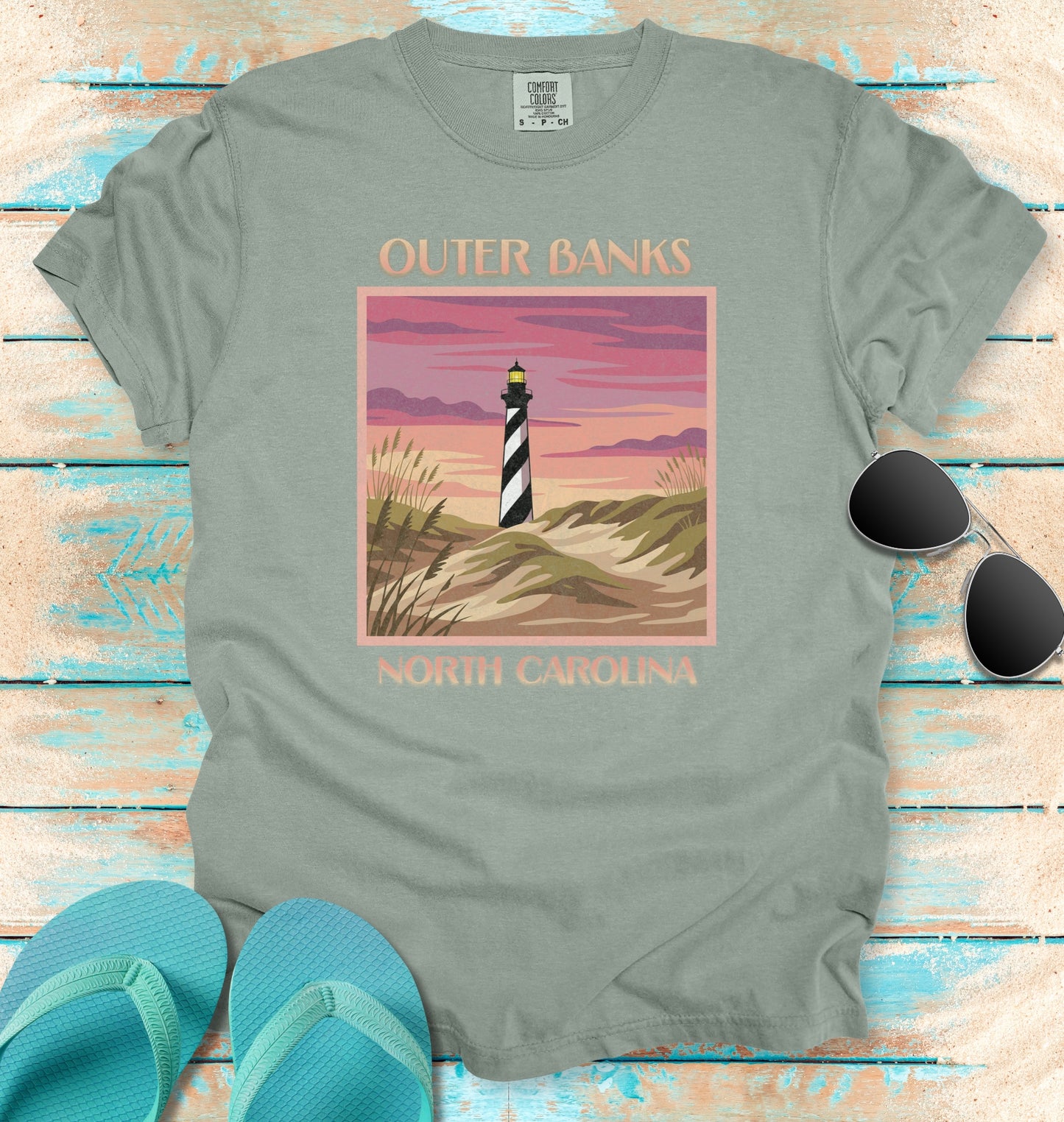 Vintage Outer Banks Travel Poster Graphic T-Shirt