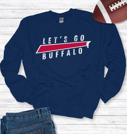 Buffalo Red Stripe Distressed Crew Neck