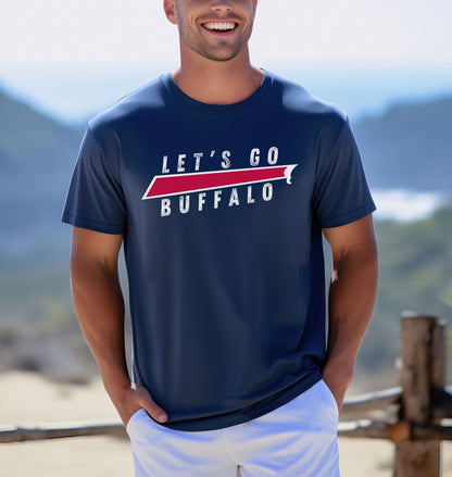 Buffalo Red Stripe Distressed Let's Go Buffalo