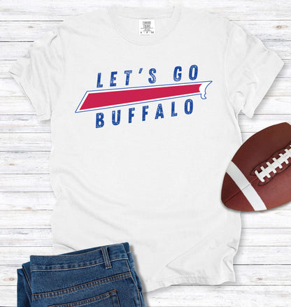 Buffalo Red Stripe Distressed Let's Go Buffalo