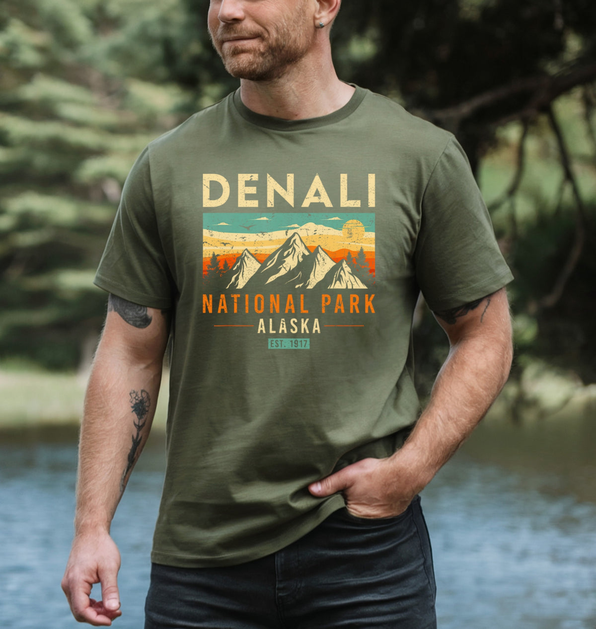 Denali National Park Alaska 1917 Retro T-shirt