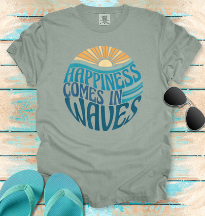 Happiness Comes in Waves Sunrise T-Shirt