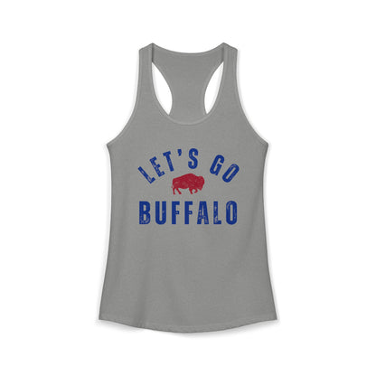 Vintage Distressed Style "Let's Go Buffalo" Women's Racerback Tanktop